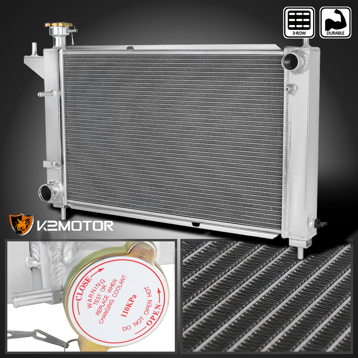 1994-1995 Ford Mustang GT/GTS/SVT 3.8L 5.0L Manual Transmission Aluminum 3-Row Performance Radiator