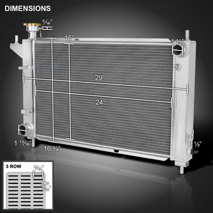 1994-1995 Ford Mustang GT/GTS/SVT 3.8L 5.0L Manual Transmission Aluminum 3-Row Performance Radiator