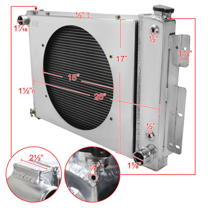 1967-1969 Chevrolet Camaro 4.1L L6 V8 3 Row Radiator with Fan Shroud