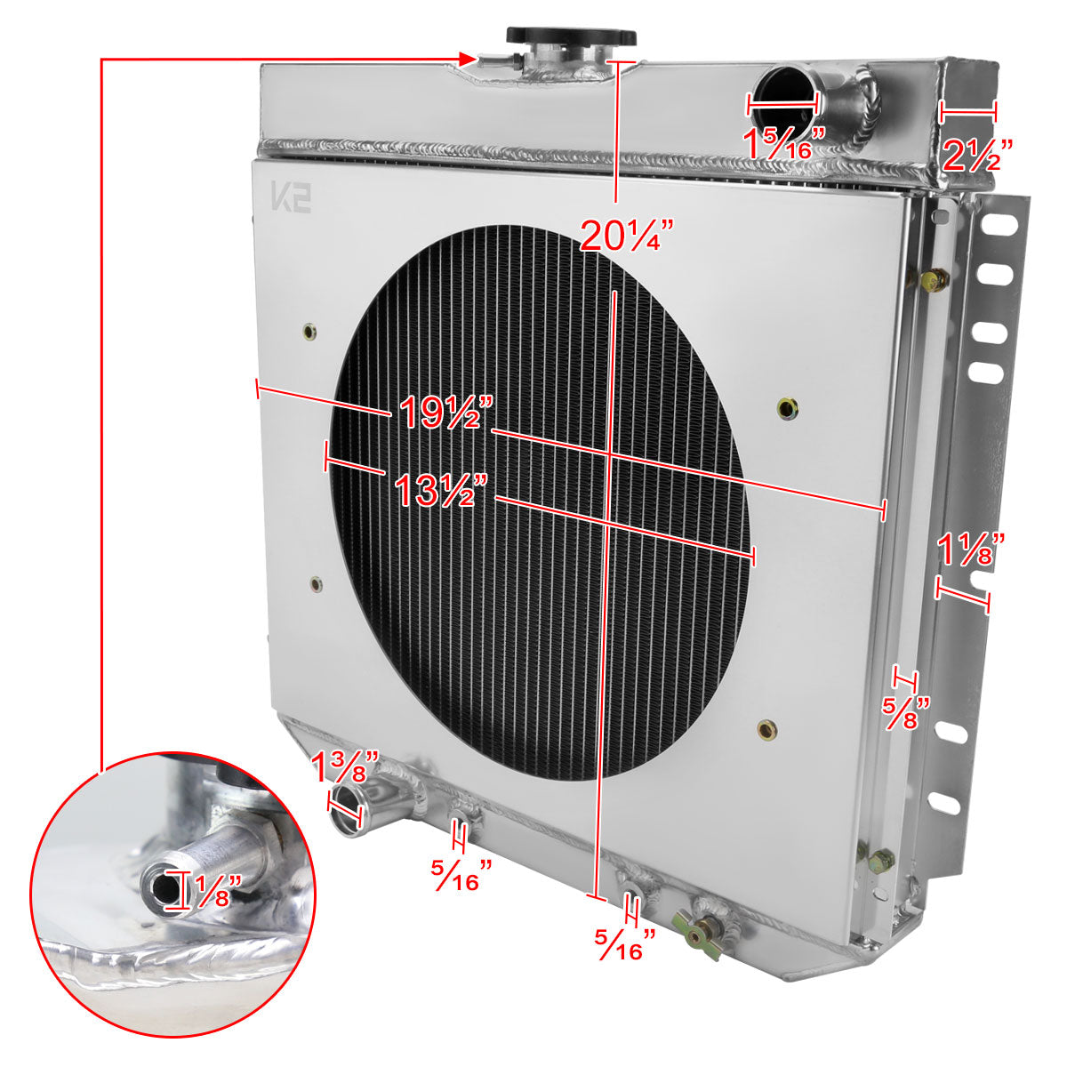 1963-1977 Ford Mustang/Maverick/Falcon/Torino/Fairlane / 1966-1973 Mercury Comet/Cougar/XR7 3 Row Radiator with Fan Shroud Design