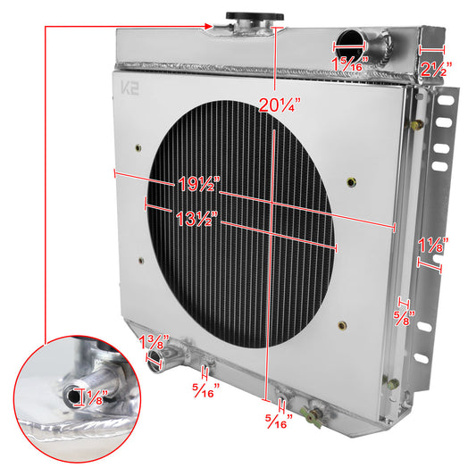1963-1977 Ford Mustang/Maverick/Falcon/Torino/Fairlane / 1966-1973 Mercury Comet/Cougar/XR7 3 Row Radiator with Fan Shroud Design