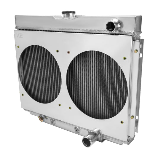 1967-1970 Ford Mustang/Fairlane/Ranchero Mercury Cougar 3-Row Radiator with Dual Fan Shroud Design