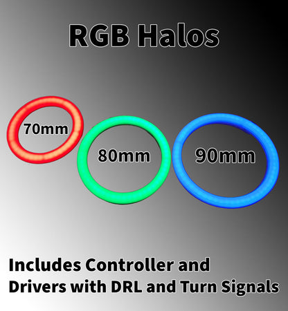 RGB Halos Includes Controller With Drl And Turn Signal Inputs