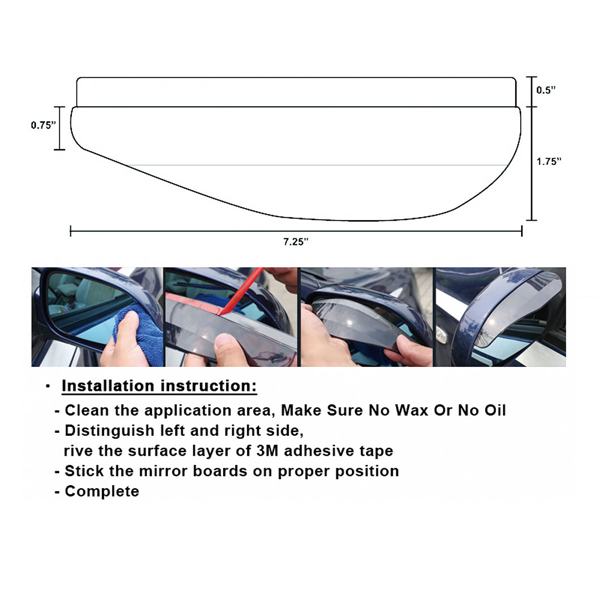 Universal Smoked PVC Plastic Side Mirror Visors - 2PC