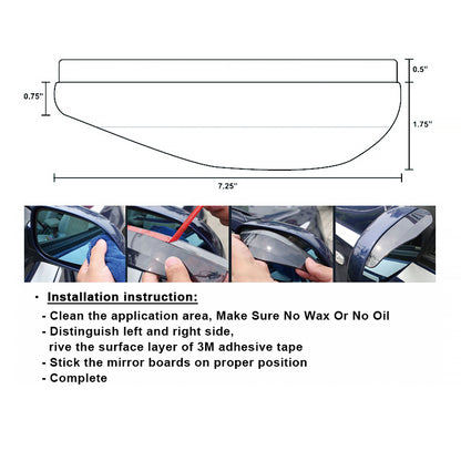 Universal Smoked PVC Plastic Side Mirror Visors - 2PC