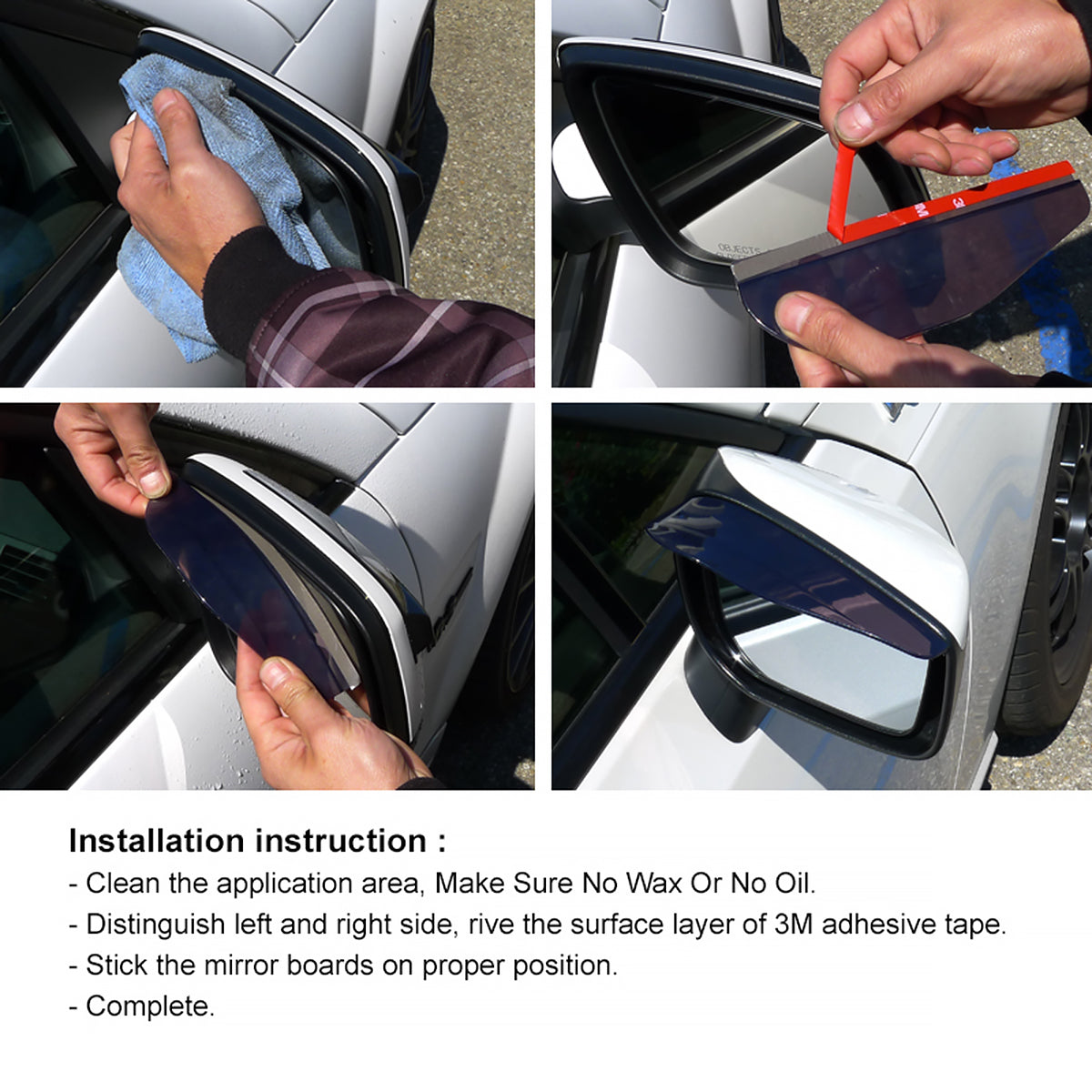 Universal Smoked PVC Plastic Side Mirror Visors - 2PC