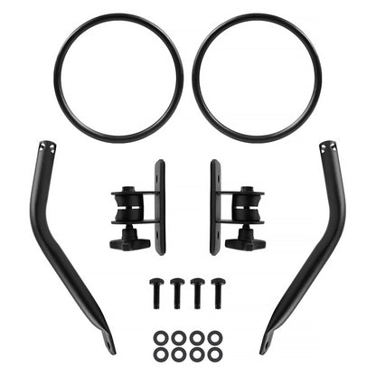 1997-2018 Jeep Wrangler TJ/JK/LJ/JKU Quick Release Black Stainless Steel Round Side Mirrors
