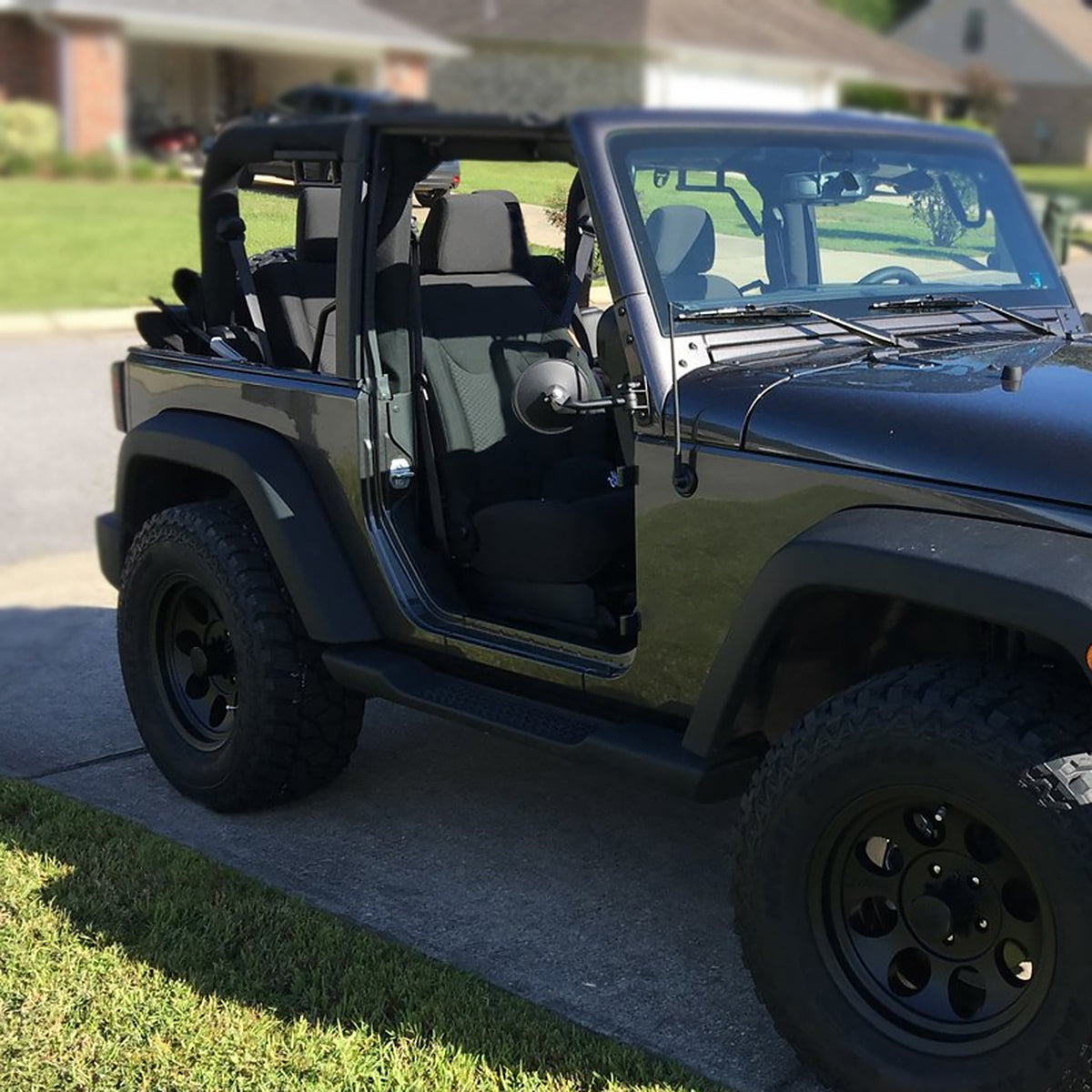 1997-2018 Jeep Wrangler TJ/JK/LJ/JKU Quick Release Black Stainless Steel Round Side Mirrors