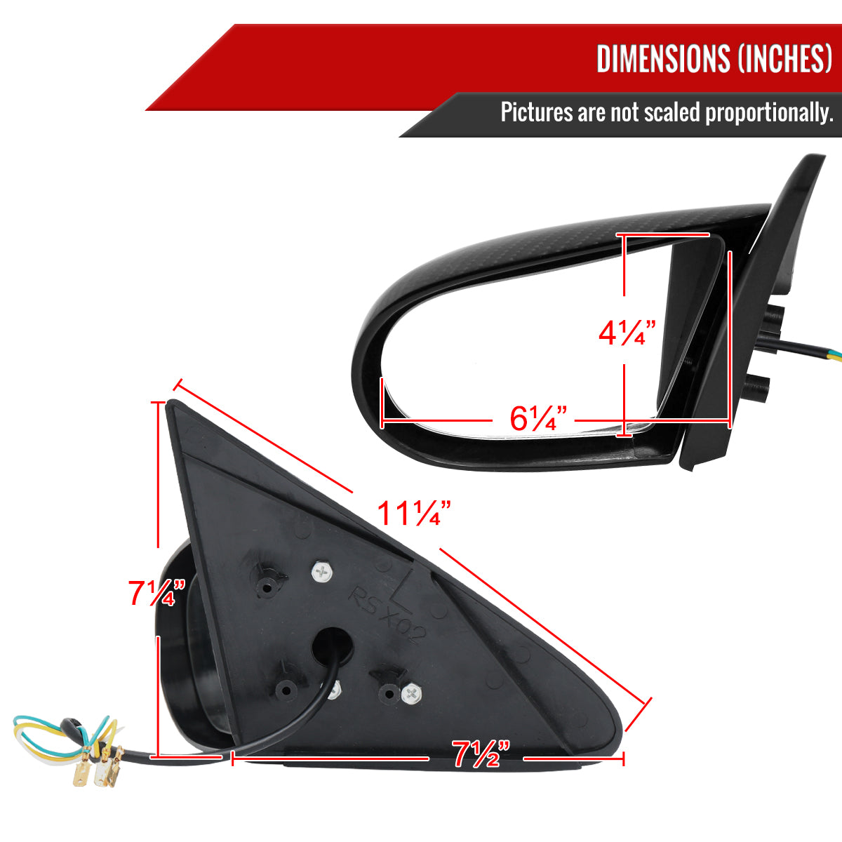 2002-2006 Acura RSX Carbon Fiber Shell Power S Sport Mirrors