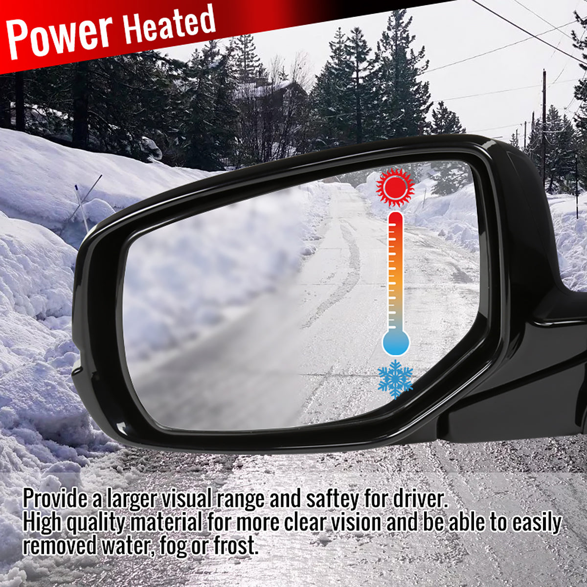 2013-2017 Honda Accord Power Heated/Defrost 7-Pin Glossy Black Side Mirror w/ LED Turn Signal Light - Driver Side Only