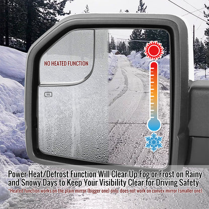 2015-2020 Ford F-150 Chrome Power Adjustable & Heated Side Mirror w/ LED Turn Signal Light - Driver Side Only
