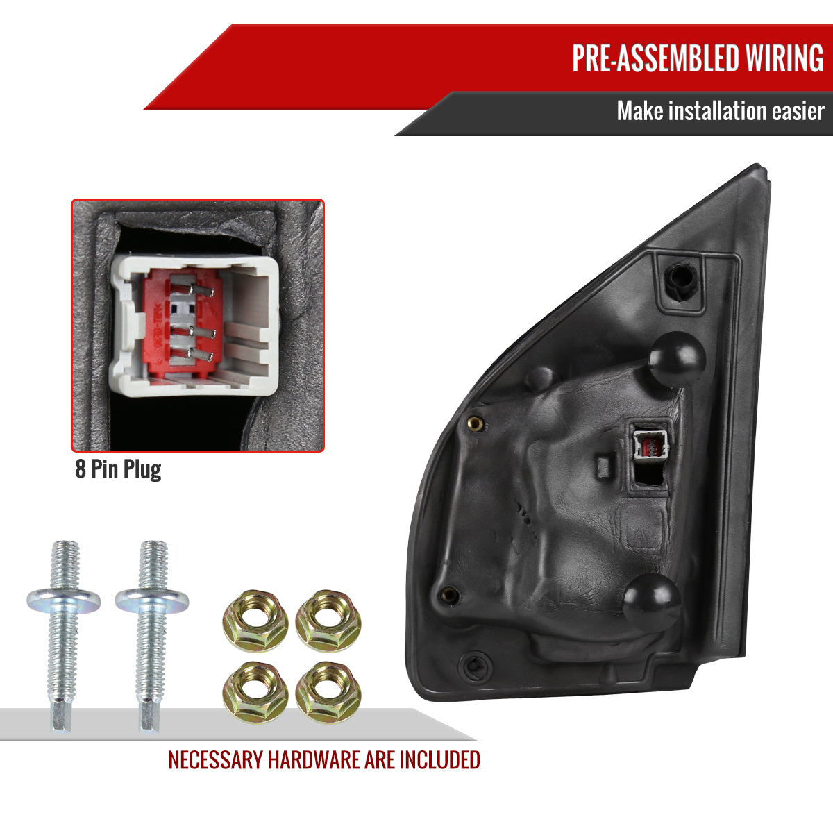 2015-2020 Ford F-150 Black Power Adjustable & Heated Side Mirror w/ LED Turn Signal Light - Passenger Side Only