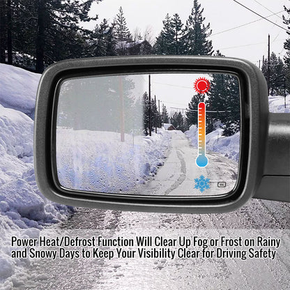 2009-2012 Dodge RAM Chrome Power Adjustable & Heated Side Mirror w/ LED Turn Signal & Puddle Light - Driver Side Only
