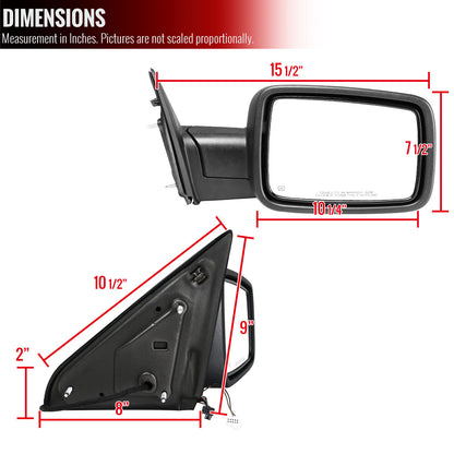 2009-2012 Dodge RAM Chrome Power Adjustable & Heated Side Mirror w/ LED Turn Signal & Puddle Light - Passenger Side Only