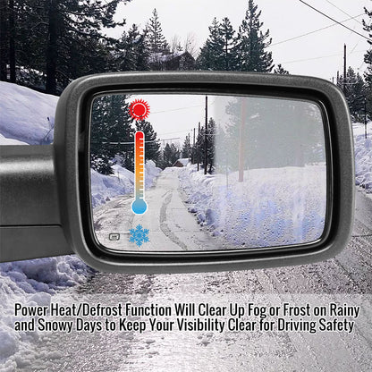 2009-2012 Dodge RAM Chrome Power Adjustable & Heated Side Mirror w/ LED Turn Signal & Puddle Light - Passenger Side Only