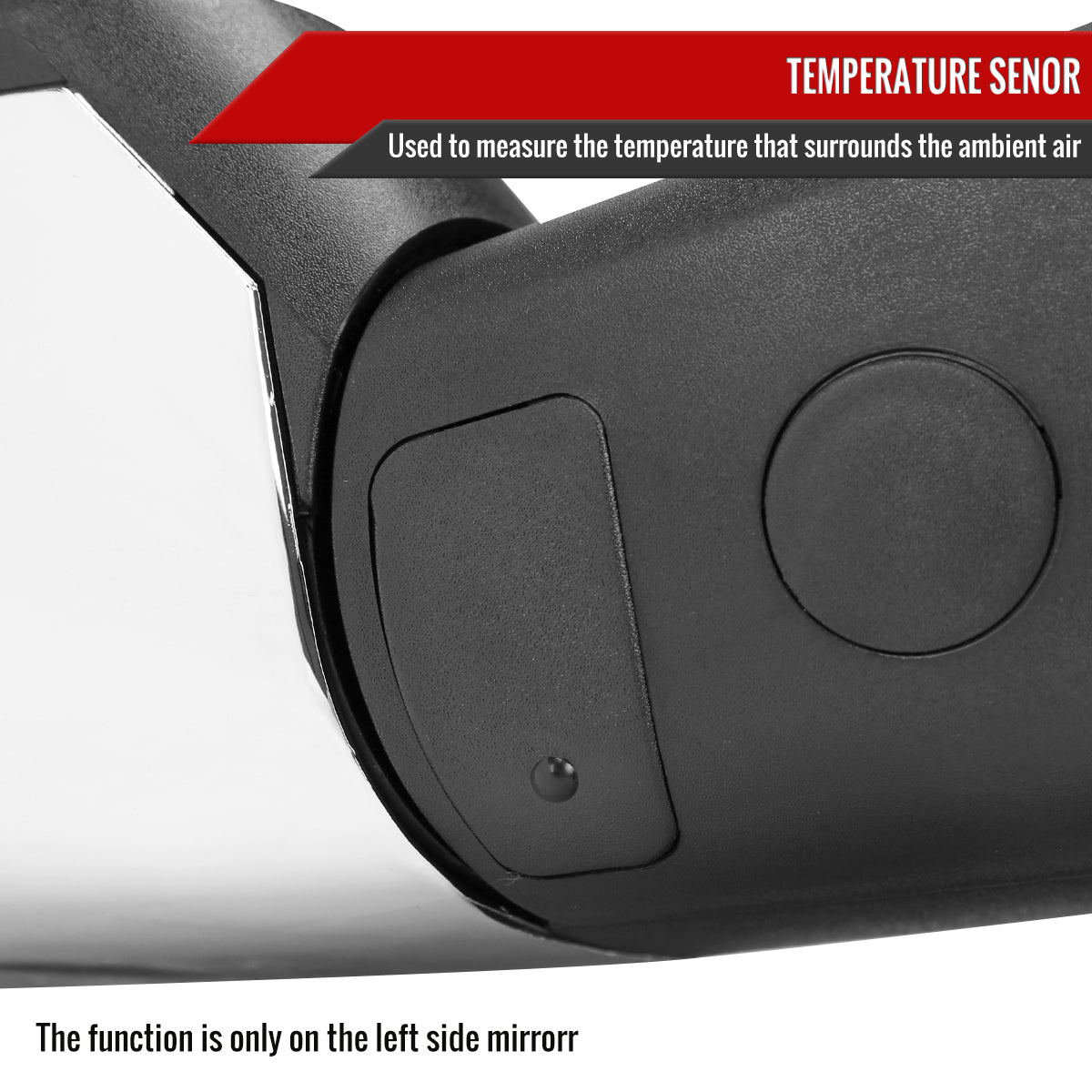 2013-2019 Dodge RAM Chrome Power Adjustable, Heated Side Mirror w/ LED Turn Signal & Puddle Light - Driver Side Only