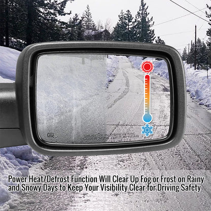 2013-2019 Dodge RAM Black Power Adjustable, Auto-Fold, & Heated Side Mirror w/ LED Turn Signal & Puddle Light - Passenger Side Only