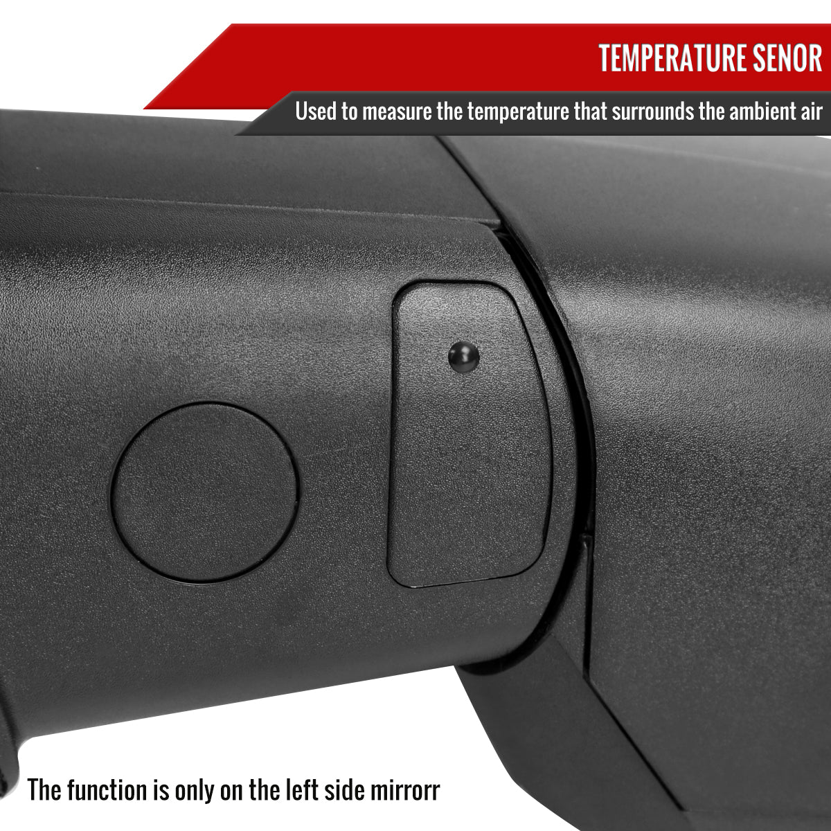 2013-2019 Dodge RAM Black Power Adjustable & Heated Side Mirror w/ LED Turn Signal & Puddle Light - Driver Side Only