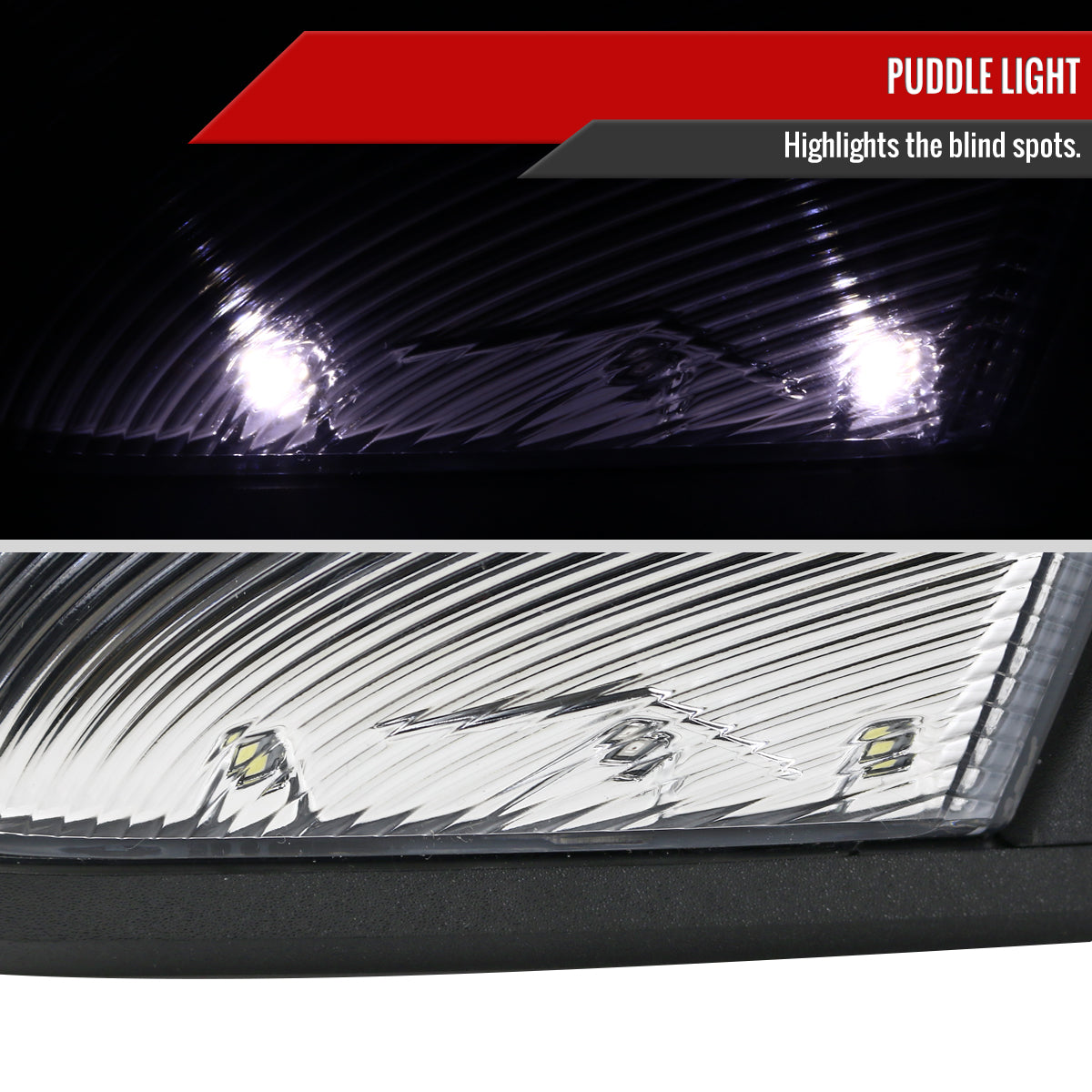 2013-2019 Dodge RAM Black Power Adjustable & Heated Side Mirror w/ LED Turn Signal & Puddle Light - Passenger Side Only