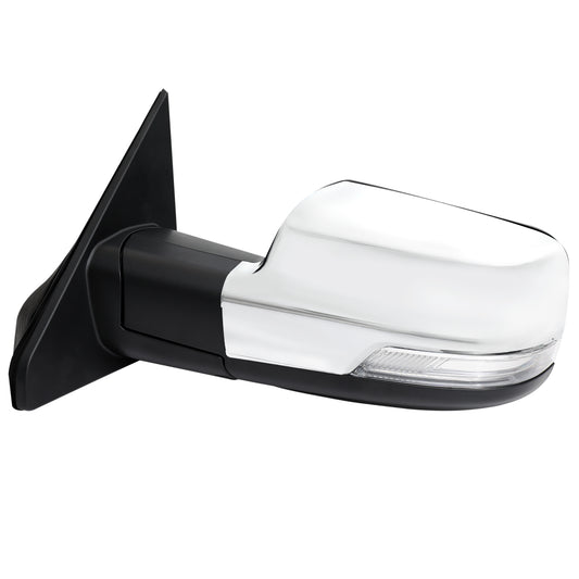 2019-2024 Dodge RAM 1500 Chrome Power Adjustable, Manual Fold, BSD & Heated Side Mirror w/ LED Puddle and Turn Signal Light - Driver Side Only