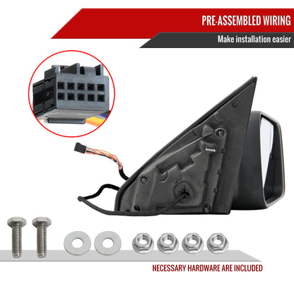 2019-2024 Dodge RAM 1500 Chrome Power Adjustable, Manual Fold, BSD & Heated Side Mirror w/ LED Puddle and Turn Signal Light - Passenger Side Only