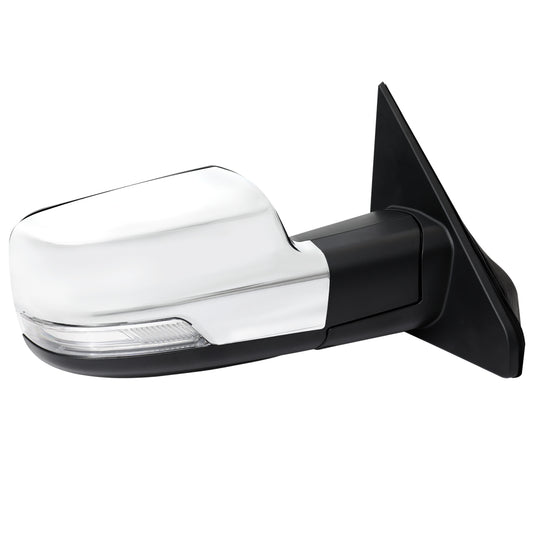 2019-2024 Dodge RAM 1500 Chrome Power Adjustable, Manual Fold, BSD & Heated Side Mirror w/ LED Puddle and Turn Signal Light - Passenger Side Only
