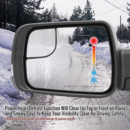 2019-2024 Dodge RAM 1500 Chrome Power Adjustable, Auto-Fold, BSD & Heated Side Mirror w/ LED Puddle and Turn Signal Light - Driver Side Only