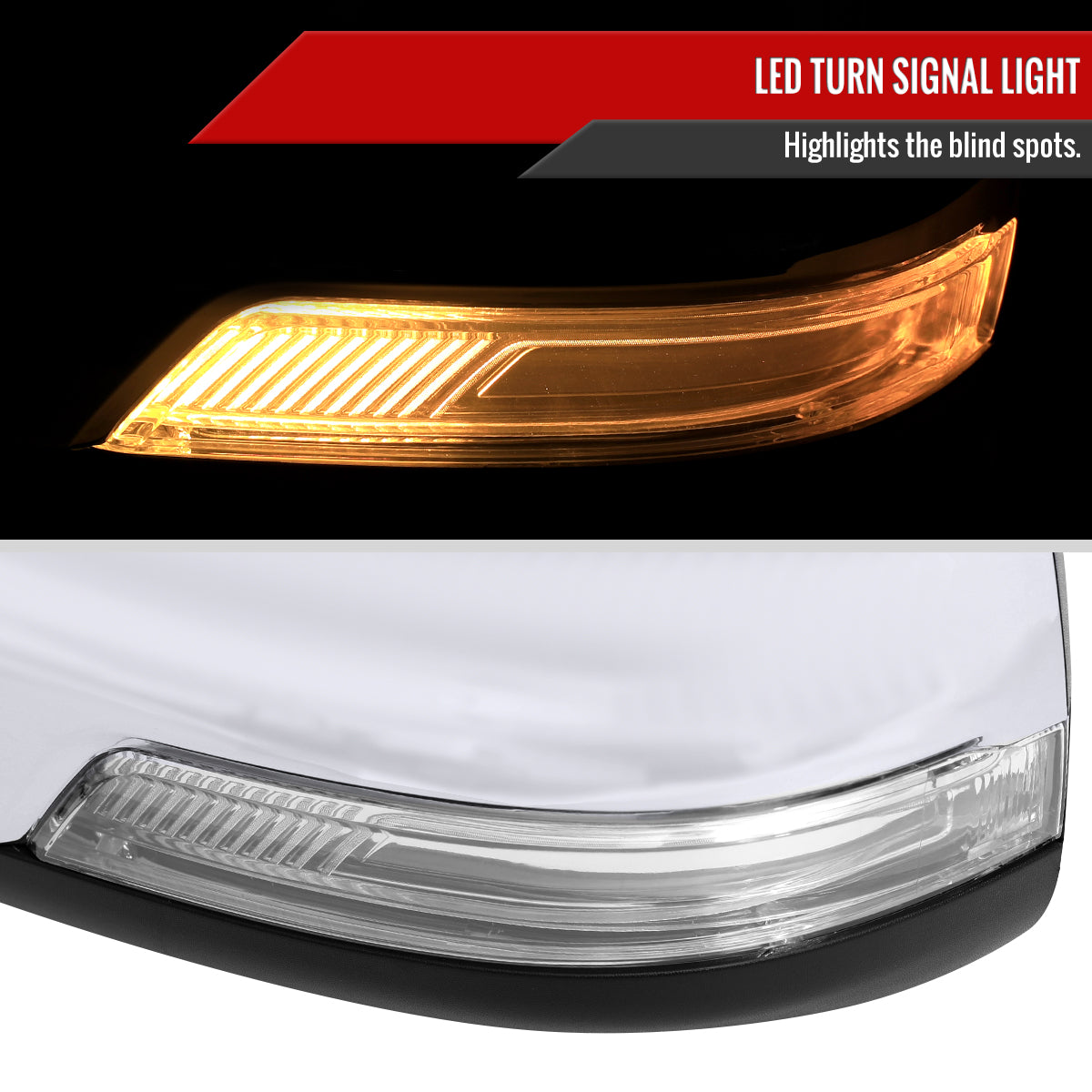2019-2024 Dodge RAM 1500 Chrome Power Adjustable, Auto-Fold, BSD & Heated Side Mirror w/ LED Puddle and Turn Signal Light - Driver Side Only