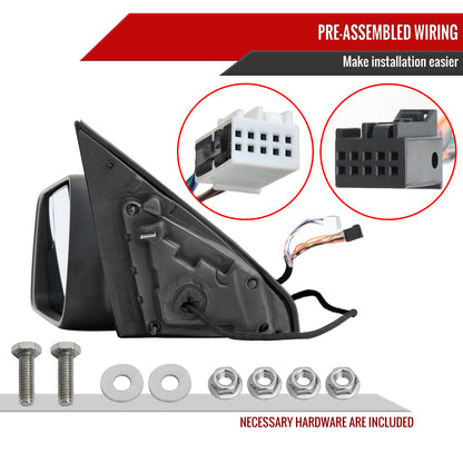 2019-2024 Dodge RAM 1500 Chrome Power Adjustable, Auto-Fold, BSD & Heated Side Mirror w/ LED Puddle and Turn Signal Light - Driver Side Only