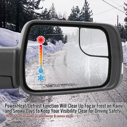 2019-2024 Dodge RAM 1500 Chrome Power Adjustable, Auto-Fold, BSD & Heated Side Mirror w/ LED Puddle and Turn Signal Light - Passenger Side Only