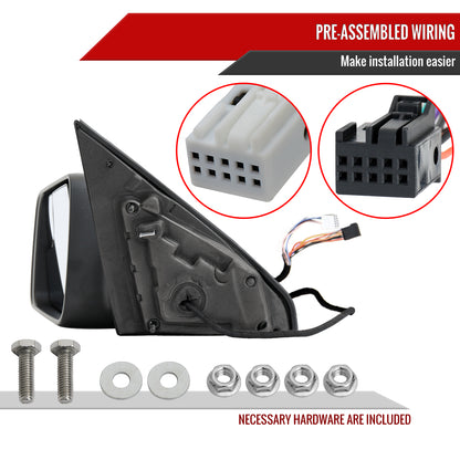 2019-2024 Dodge RAM 1500 Black Power Adjustable, Manual Fold, BSD & Heated Side Mirror w/ LED Puddle and Turn Signal Light - Driver Side Only