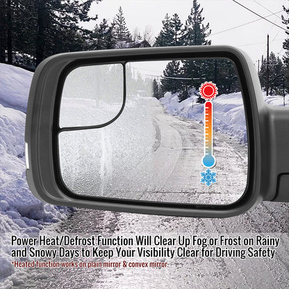 2019-2024 Dodge RAM 1500 Black Power Adjustable, Auto-Fold, BSD & Heated Side Mirror w/ LED Puddle and Turn Signal Light - Driver Side Only