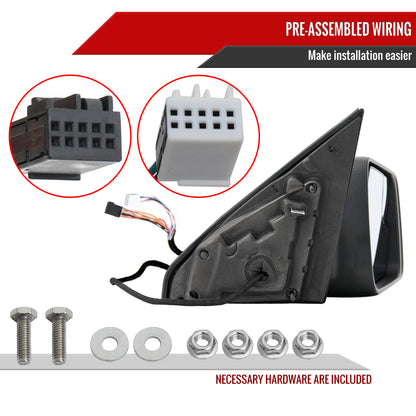 2019-2024 Dodge RAM 1500 Black Power Adjustable, Auto-Fold, BSD & Heated Side Mirror w/ LED Puddle and Turn Signal Light - Passenger Side Only