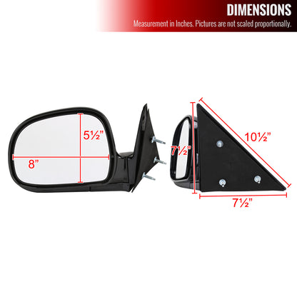 1994-1998 Chevrolet S10/1994-1998 GMC S15 Glossy Black Manual Adjustment Side Mirror