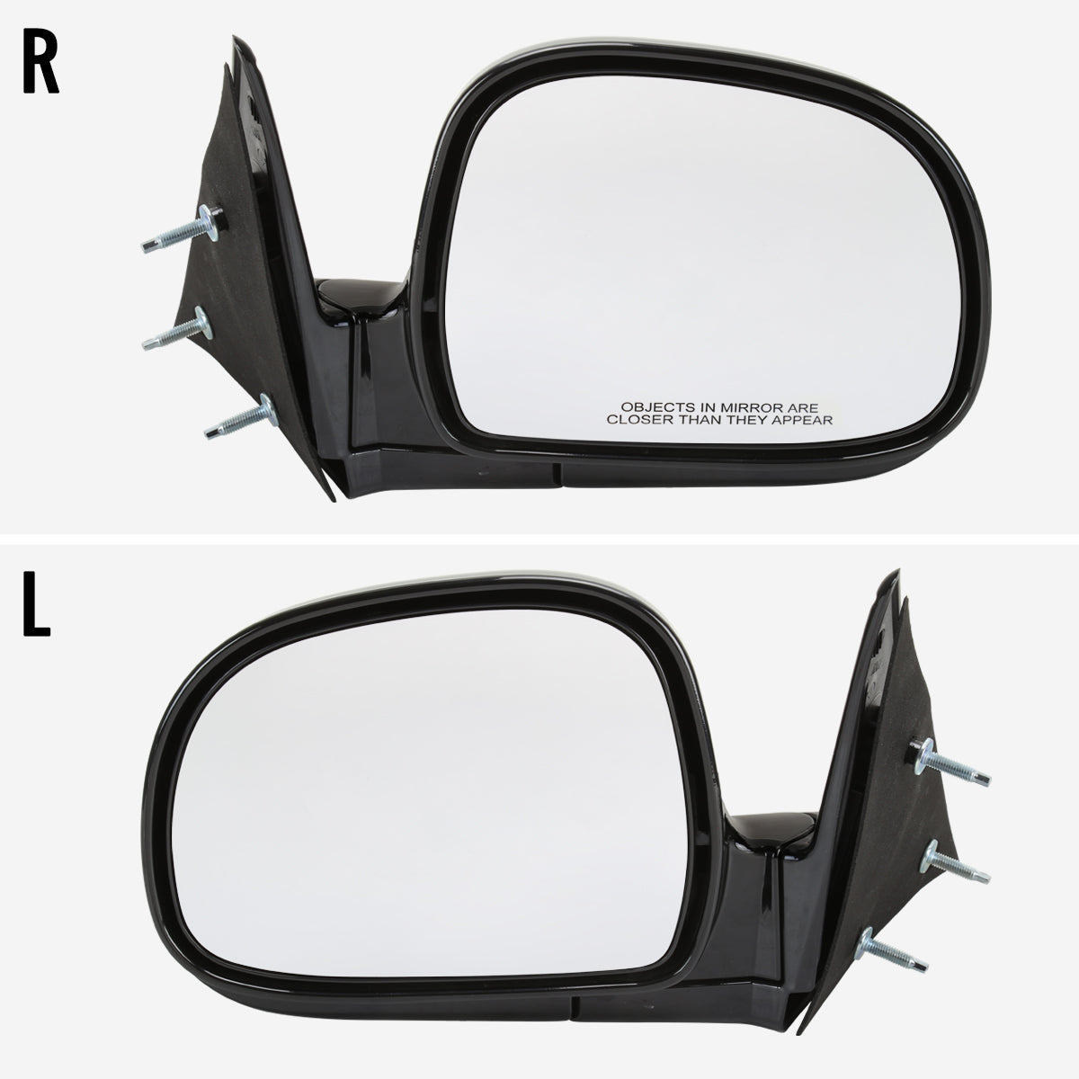 1994-1998 Chevrolet S10/1994-1998 GMC S15 Glossy Black Manual Adjustment Side Mirror - Driver Side Only