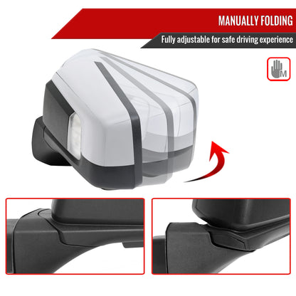 2019-2024 GMC Sierra 1500 Chrome Power Adjustable, Manual Fold, BSD & Heated Side Mirror w/ LED Puddle and Turn Signal Light - Driver Side Only