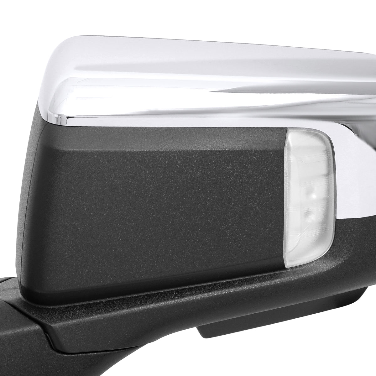 2019-2024 GMC Sierra 1500 Chrome Power Adjustable, Manual Fold, BSD & Heated Side Mirror w/ LED Puddle and Turn Signal Light - Driver Side Only