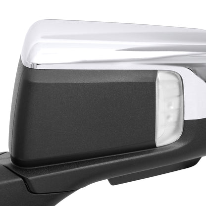 2019-2024 GMC Sierra 1500 Chrome Power Adjustable, Manual Fold, BSD & Heated Side Mirror w/ LED Puddle and Turn Signal Light - Driver Side Only