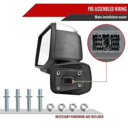 2019-2024 GMC Sierra 1500 Chrome Power Adjustable, Manual Fold, BSD & Heated Side Mirror w/ LED Puddle and Turn Signal Light - Driver Side Only