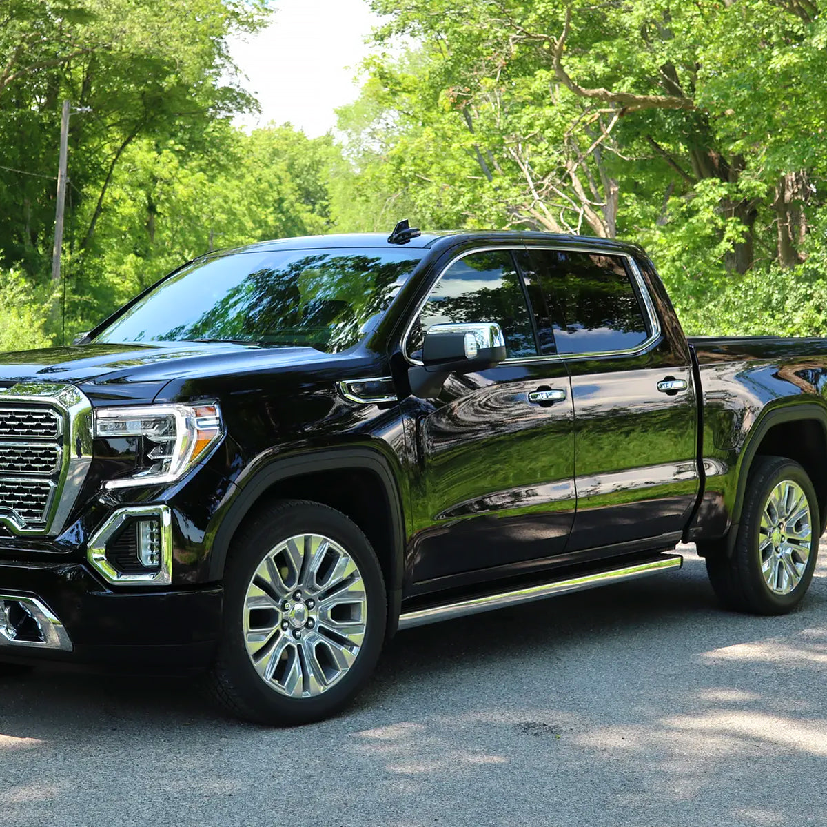 2019-2024 GMC Sierra 1500 Chrome Power Adjustable, Manual Fold, BSD & Heated Side Mirror w/ LED Puddle and Turn Signal Light - Driver Side Only