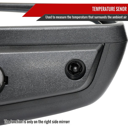 2019-2024 GMC Sierra 1500 Chrome Power Adjustable, Auto-Fold, BSD & Heated Side Mirror w/ LED Puddle and Turn Signal Light - Passenger Side Only