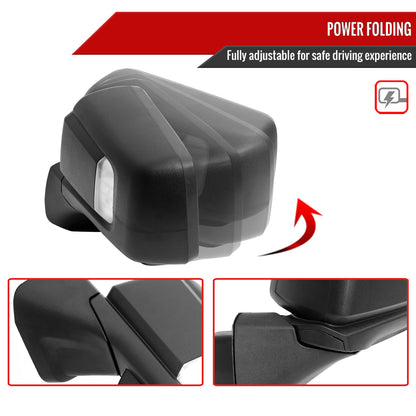 2019-2024 GMC Sierra 1500 Black Power Adjustable, Auto-Fold, BSD & Heated Side Mirror w/ LED Puddle and Auxiliary Light - Driver Side Only