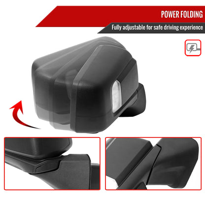 2019-2024 GMC Sierra 1500 Black Power Adjustable, Auto-Fold, BSD & Heated Side Mirror w/ LED Puddle and Auxiliary Light - Passenger Side Only