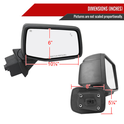 2019-2024 GMC Sierra 1500 Black Power Adjustable, Auto-Fold, BSD & Heated Side Mirror w/ LED Puddle and Auxiliary Light - Passenger Side Only