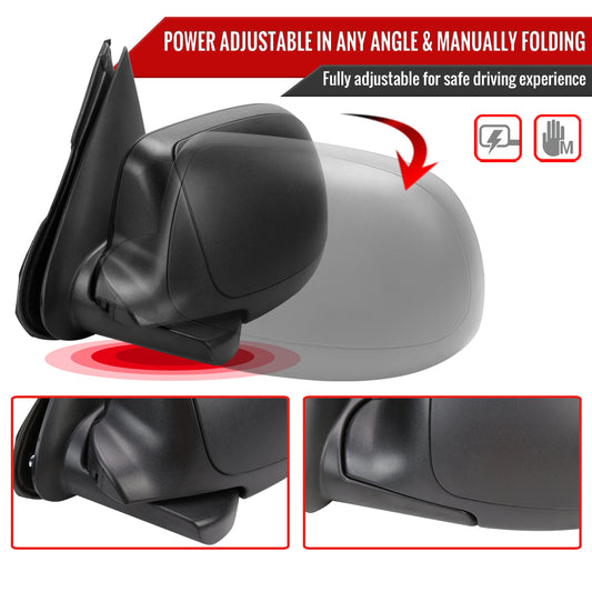 2003-2007 Chevrolet Silverado / Suburban /Avalanche / Tahoe GMC Sierra / Yukon Matte Black Power Heated Side Mirrors - Passenger Side Only