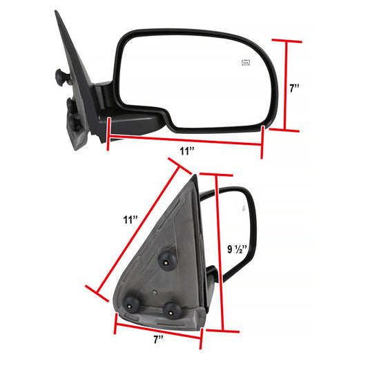 2003-2007 Chevrolet Silverado/Suburban/Avalanche/Tahoe GMC Sierra/Yukon Black Power Adjustable & Heated Side Mirror - Passenger Side Only
