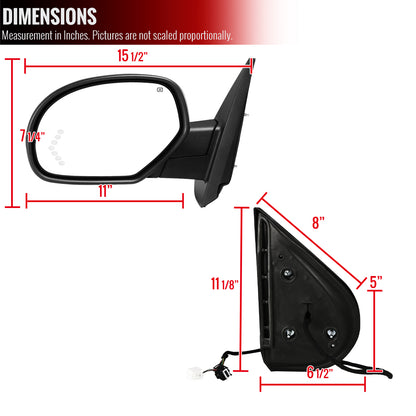 2007-2014 Chevrolet Silverado/Suburban/Avalanche/Tahoe GMC Sierra Glossy Black Power Adjustable & Heated Side Mirror w/ LED Turn Arrow Signal & Puddle Light - Driver Side Only