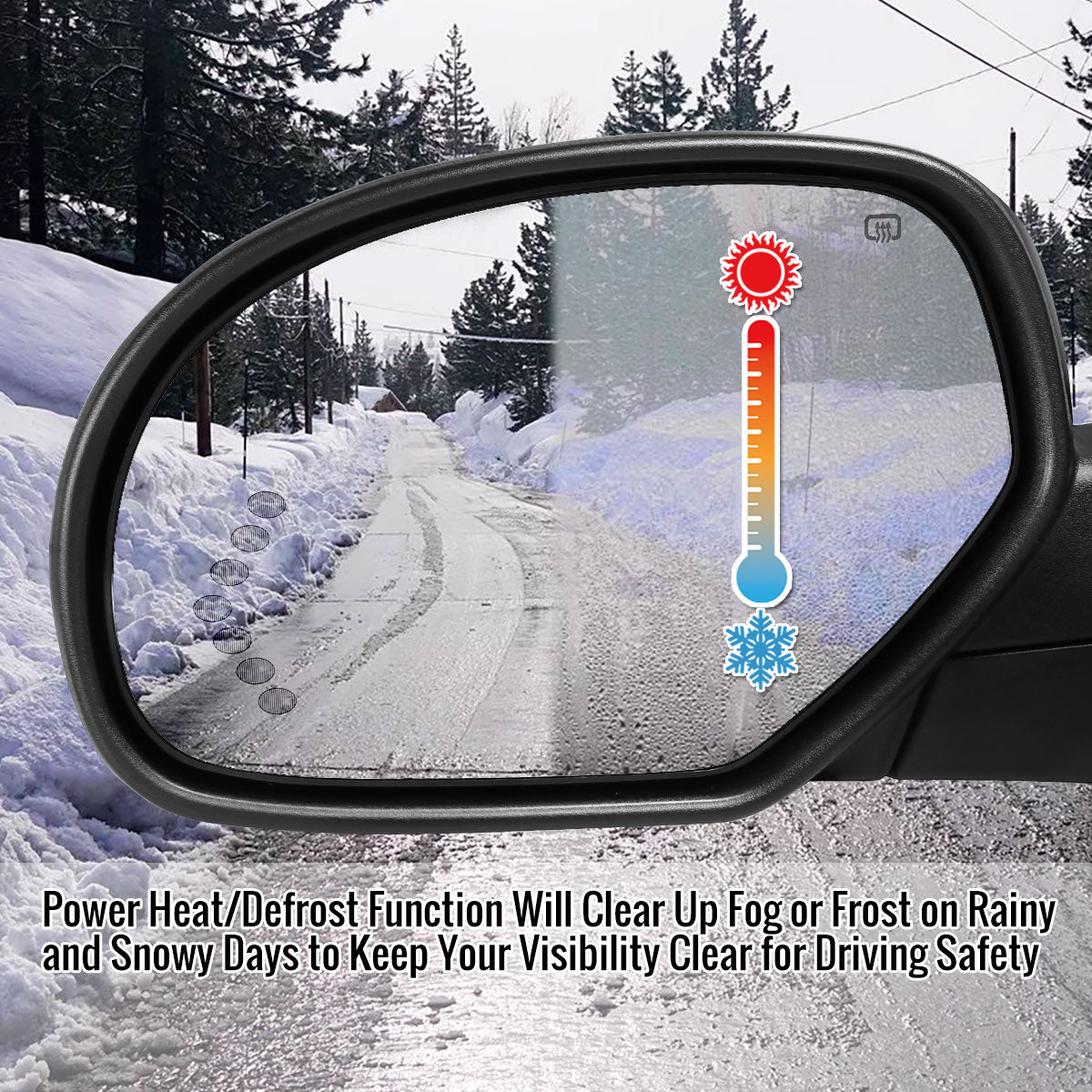 2007-2014 Chevrolet Silverado/Suburban/Avalanche/Tahoe GMC Sierra Glossy Black Power Adjustable & Heated Side Mirror w/ LED Turn Arrow Signal & Puddle Light - Driver Side Only