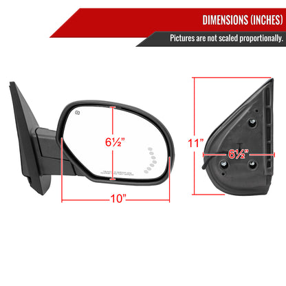 2007-2013 Chevrolet Silverado GMC Sierra Chrome Power Adjustable, Auto-Fold & Heated Side Mirror w/ LED Puddle and Turn Signal Light - Passenger Side Only