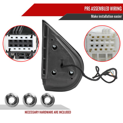 2007-2013 Chevrolet Silverado GMC Sierra Black Power Adjustable, Auto-Fold & Heated Side Mirror w/ LED Puddle and Turn Signal Light - Driver Side Only